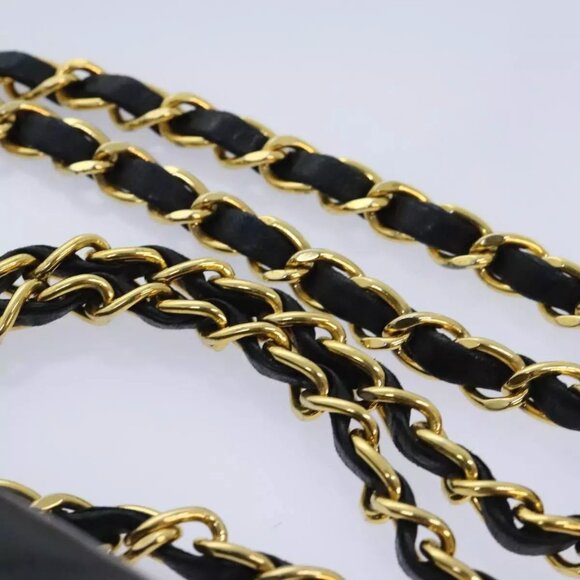 CHANEL Matelasse Turn Lock Chain Shoulder Bag Lamb Skin Black CC Auth yk15263A - Picture 9 of 16